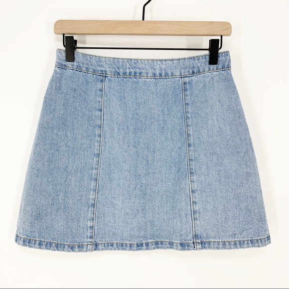 Pacsun Button Front A-line Denim Skirt Light Wash - Picture 4 of 8